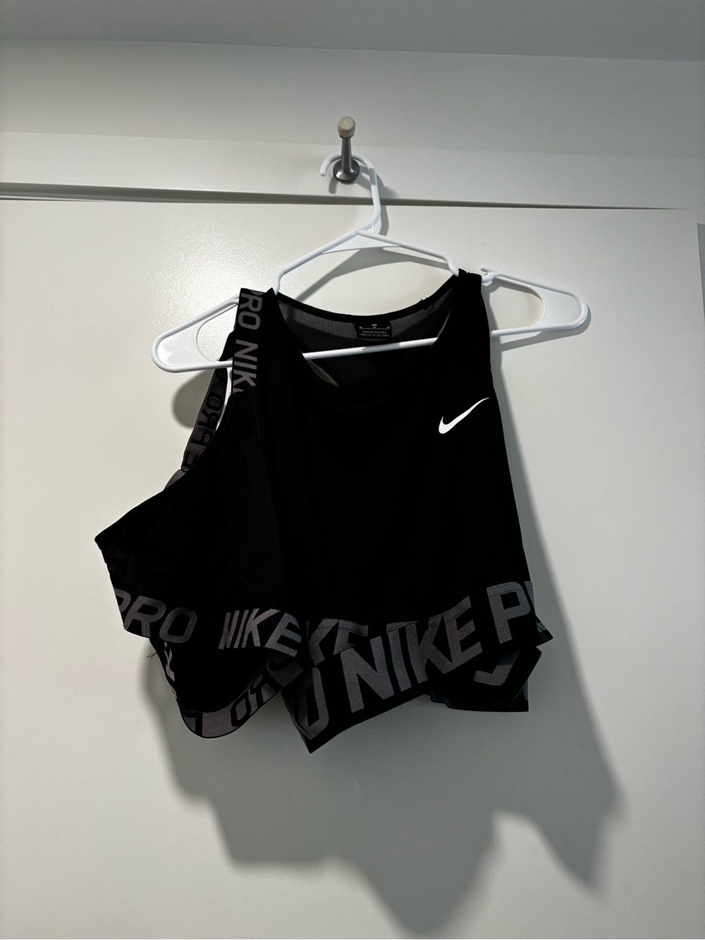 Nike Black Cropped Performance Tank with White Swoosh